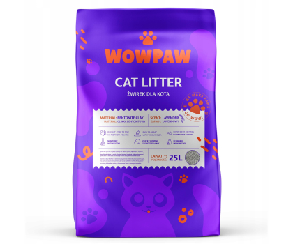 Artykuły dla zwierząt WowPaw Żwirek bentonitowy lawendowy 25l